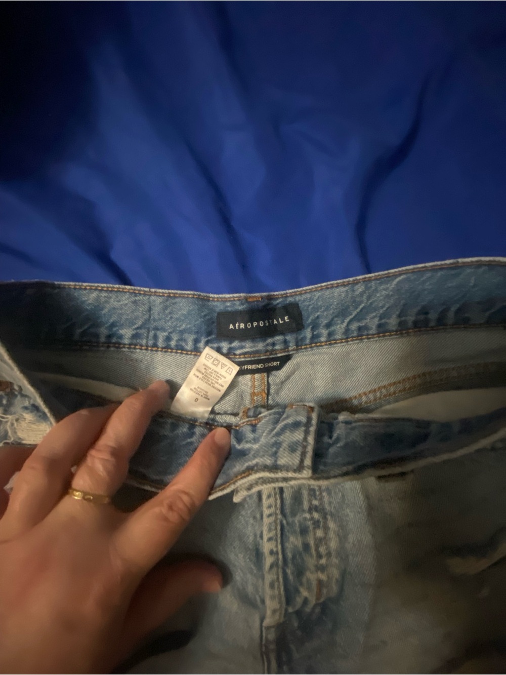 Aeropostale Light Blue Distressed High-Rise Denim Shorts - Picture 8 of 9